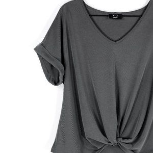 VICI Casual Gray Short Sleeve Twist Knot T Shirt